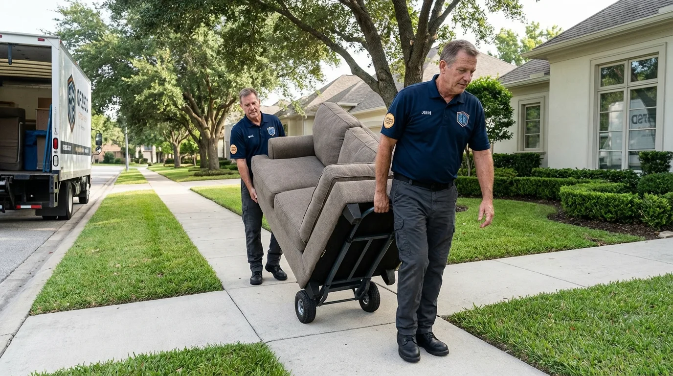 Local residential moving crew loading furniture in Onancock, VA